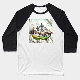 Origami mountains Baseball T-Shirt
